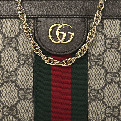 Gucci GG Supreme Monogram Textured Dollar Calfskin Web Mini Ophidia Chain Shoulder Bag Beige Ebony New Acero 8 of 10