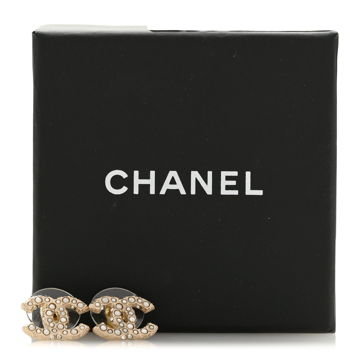 Metal Graduated Pearl Crystal CC Earrings Light Gold