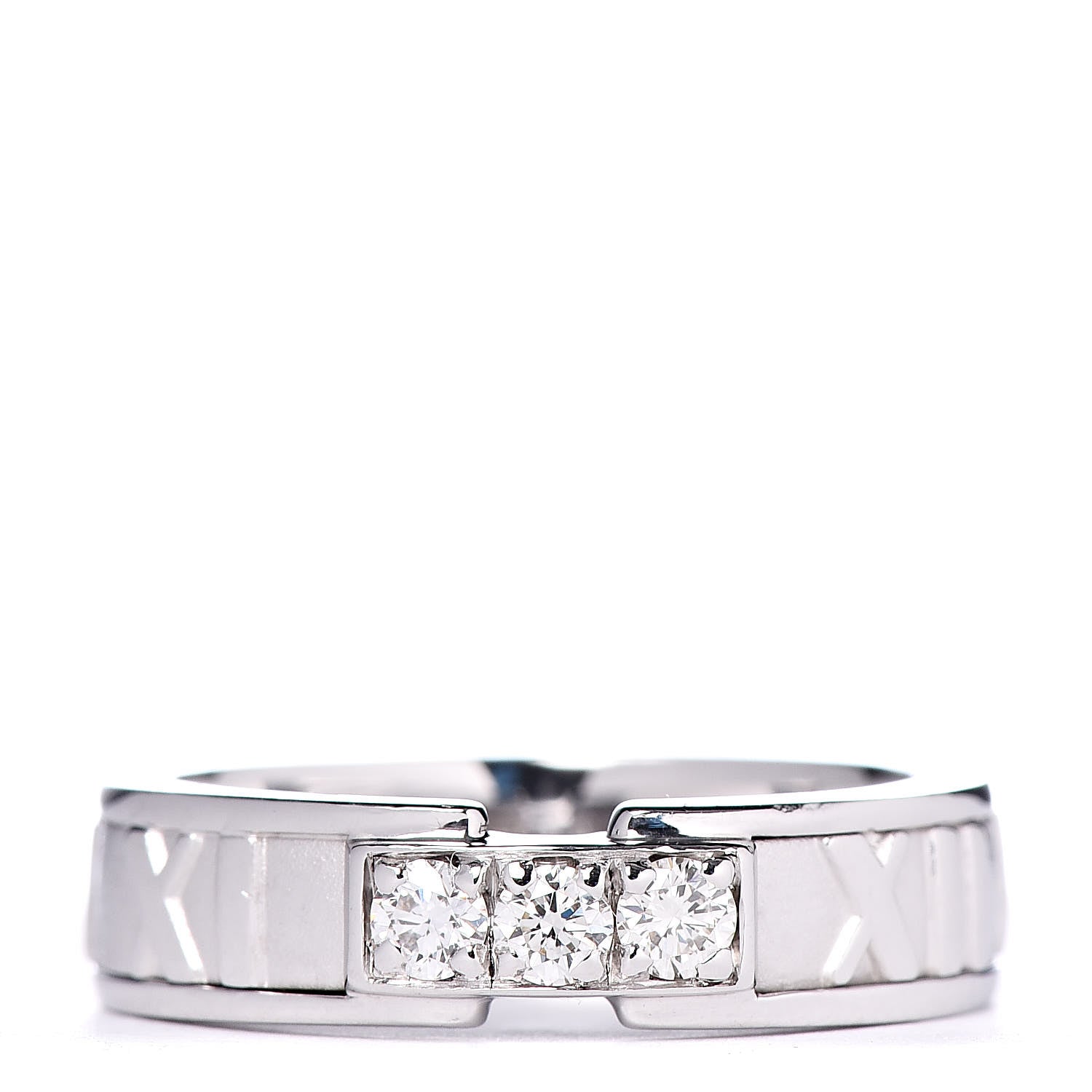 Tiffany 18K White Gold Diamond Atlas Ring 50 5.25 1 of 4