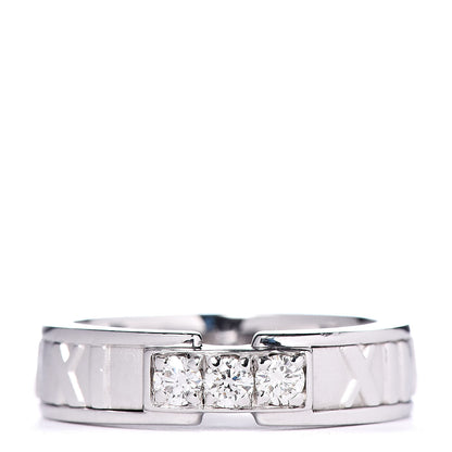 Tiffany 18K White Gold Diamond Atlas Ring 50 5.25 1 of 4