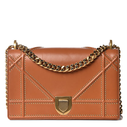 Christian Dior Lambskin Studded Medium Diorama Flap Bag Brown 1 of 13