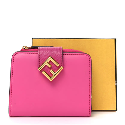 Fendi Vitello King Cruise FF Diamonds Compact Wallet Geranio Ciclamino Pilar 8 of 8