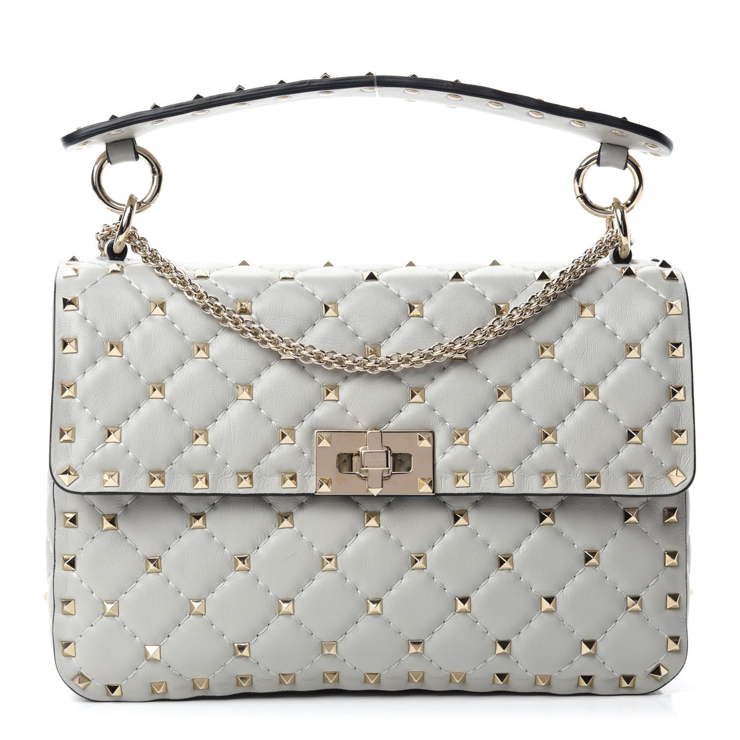 Valentino Garavani Nappa Medium Rockstud Spike Shoulder Bag Opal Grey 1 of 9