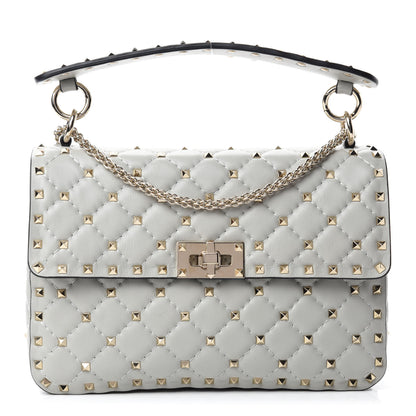 Valentino Garavani Nappa Medium Rockstud Spike Shoulder Bag Opal Grey 1 of 9