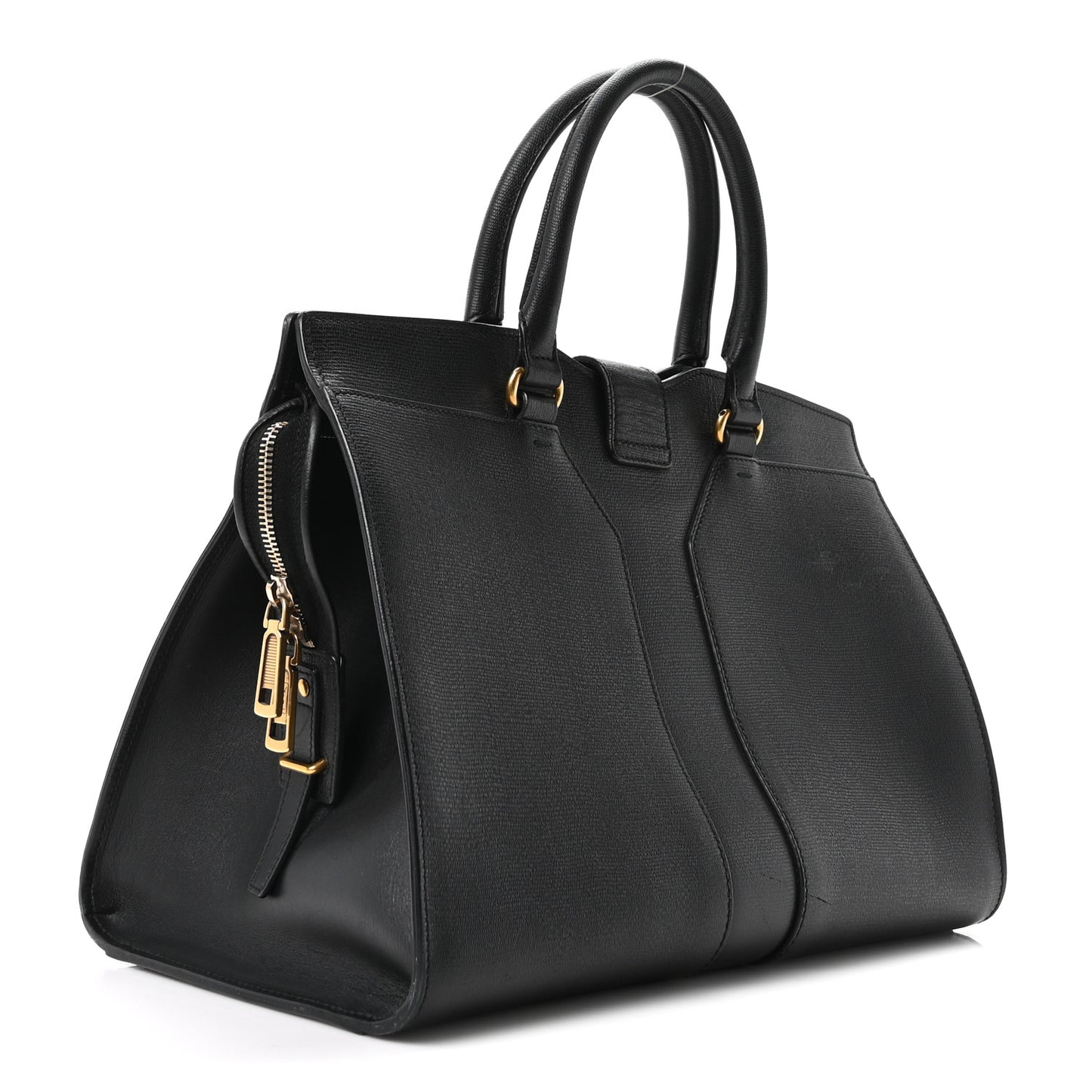 Textured Calfskin Medium Cabas ChYc Black