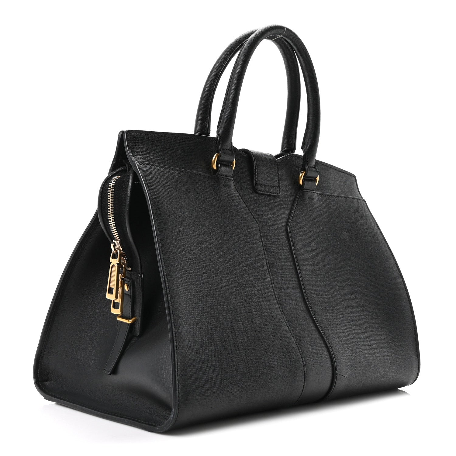 Saint Laurent Textured Calfskin Medium Cabas ChYc Black 3 of 10