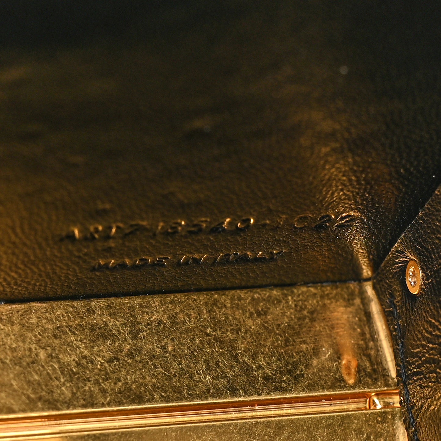 Metal Calfskin Shagreen Embossed Monogram Minaudiere Tuxedo Box Clutch Blanc Vintage Light Bronze