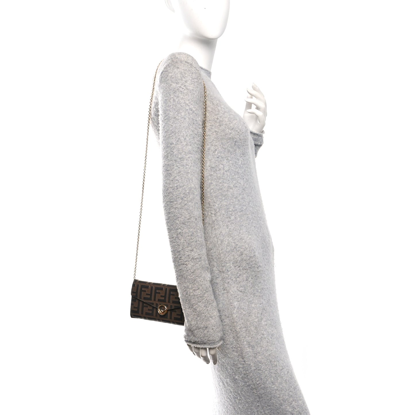 Vitello Soft F is Fendi Bi-Color FF 1974 Embossed Continental Envelope Wallet On Chain Maya Black