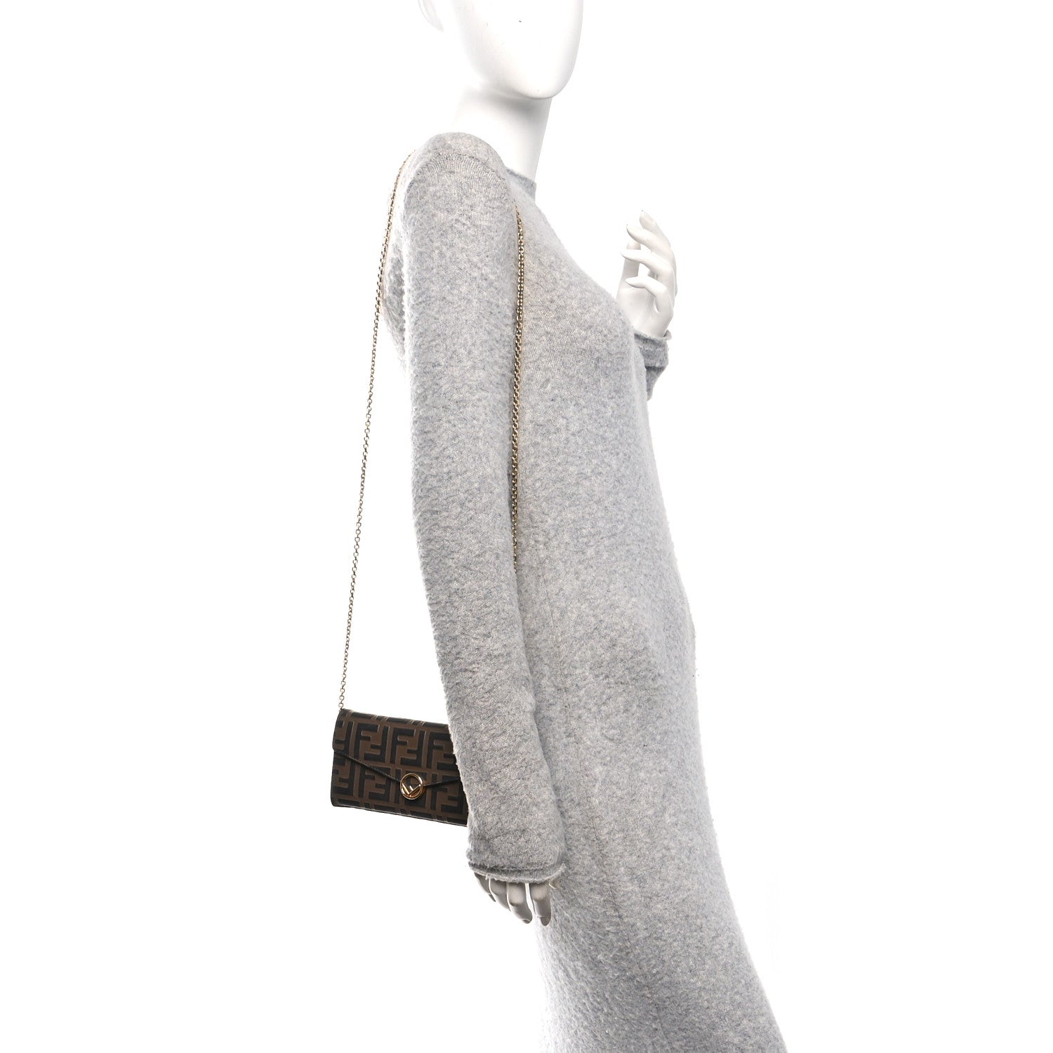 Fendi Vitello Soft F is Fendi Bi-Color FF 1974 Embossed Continental Envelope Wallet On Chain Maya Black 2 of 12