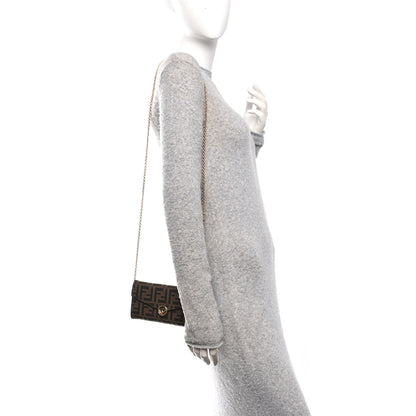 Fendi Vitello Soft F is Fendi Bi-Color FF 1974 Embossed Continental Envelope Wallet On Chain Maya Black 2 of 12