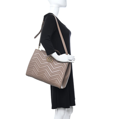 Gucci Calfskin Matelasse Medium GG Marmont Tote Porcelain Rose 3 of 10