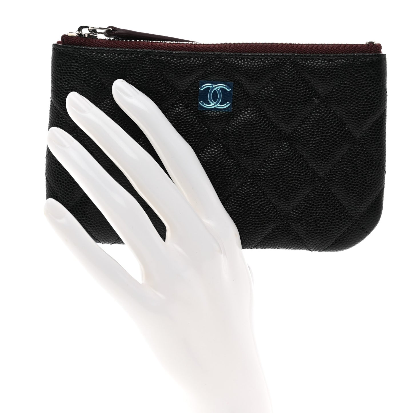Caviar Quilted Small Cosmetic Case Black