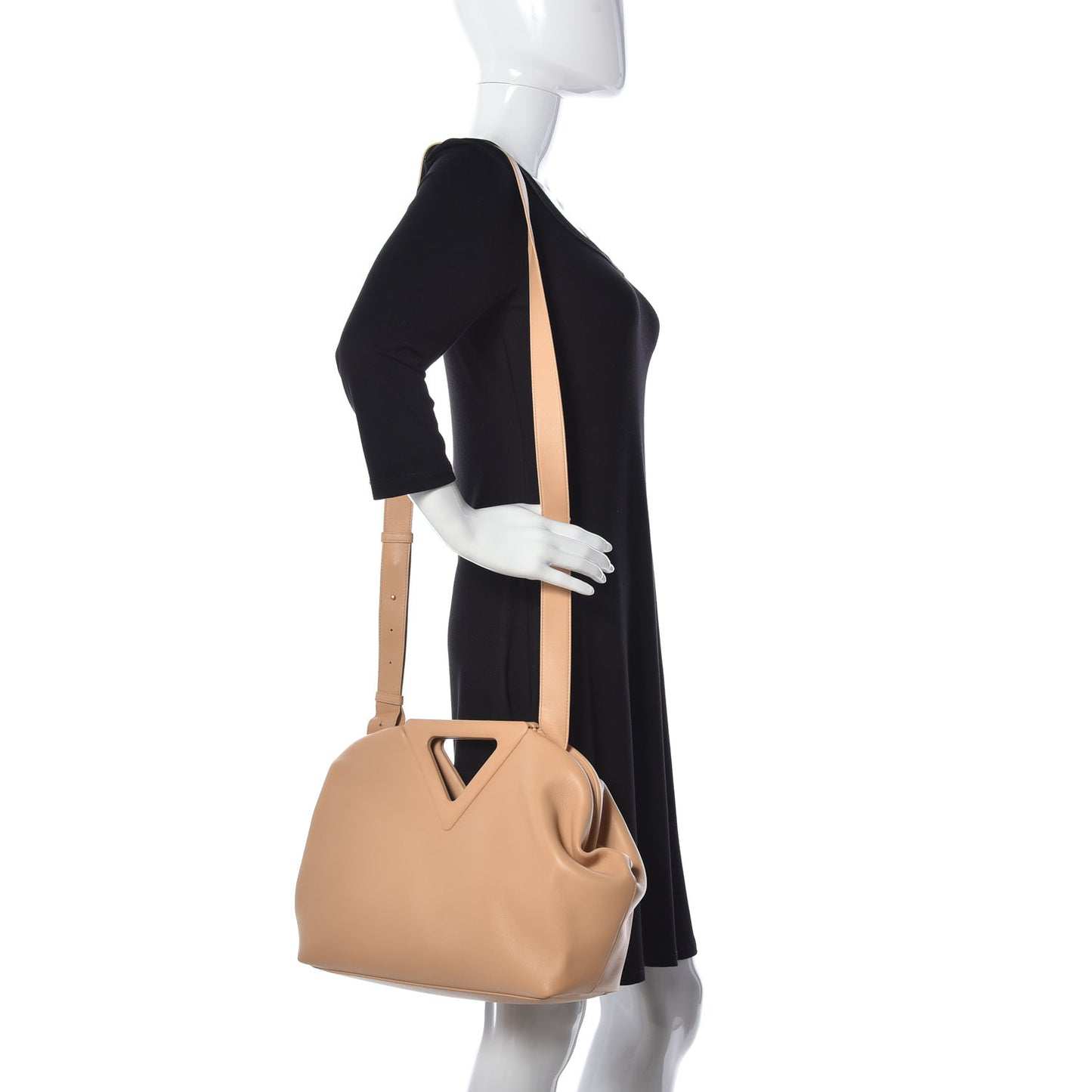 Calfskin Large The Point Triangle Bag Almond