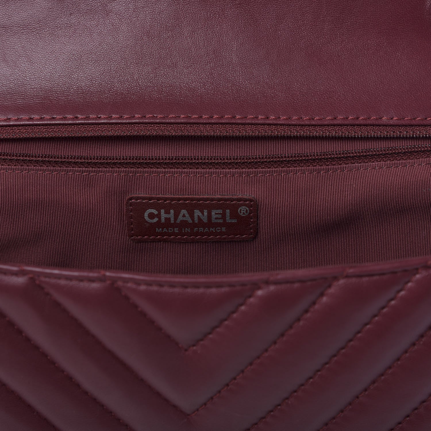 Chanel Lambskin Chevron Quilted Large Surpique Flap Dark Red 8 of 11