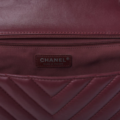Chanel Lambskin Chevron Quilted Large Surpique Flap Dark Red 8 of 11