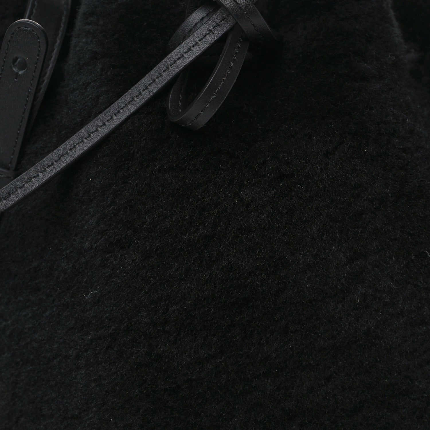 Mansur Gavriel Shearling Mini Bucket Bag Black 7 of 9
