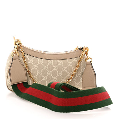 Gucci GG Supreme Monogram Textured Dollar Calfskin Web Small Ophidia GG Handbag Beige Mystic White Oatmeal 3 of 11