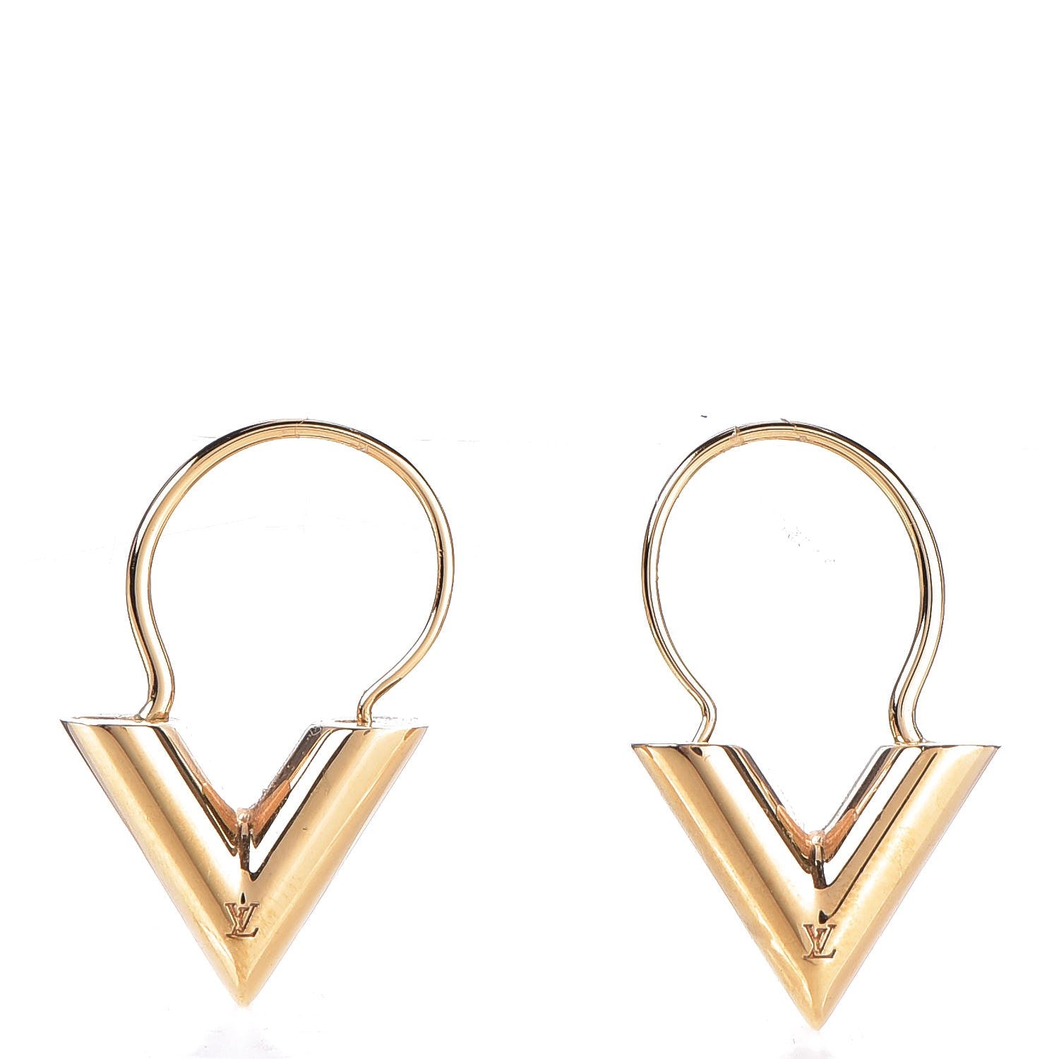 Louis Vuitton Brass Essential V Hoop Earrings Gold 1 of 4