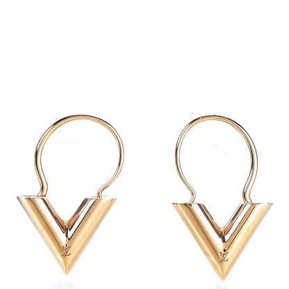 Louis Vuitton Brass Essential V Hoop Earrings Gold 1 of 4