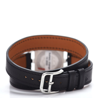 Hermes Stainless Steel Barenia 23mm Cape Cod Martelee Double Tour Quartz Watch Noir 3 of 5