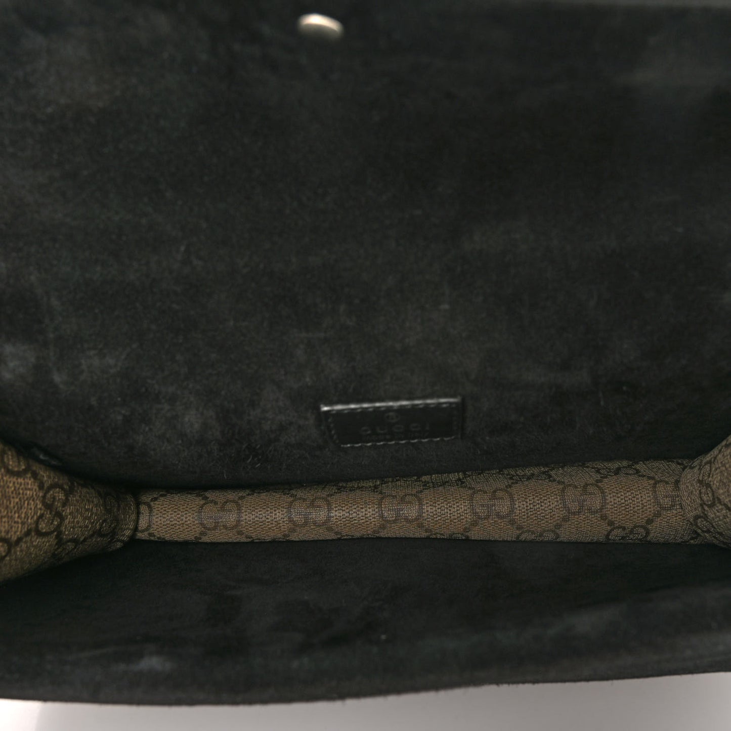 GG Supreme Monogram Suede Crystal Small Dionysus Shoulder Bag Beige Ebony Black