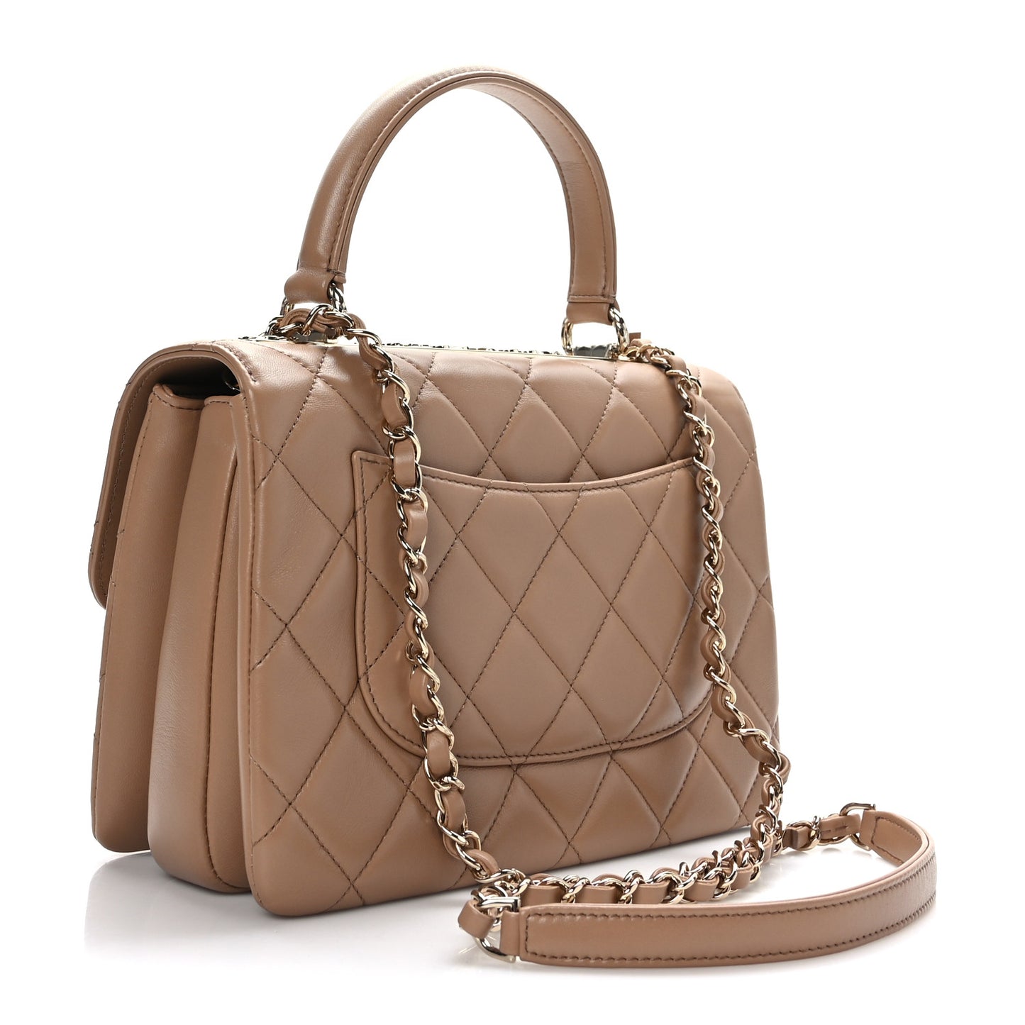 Lambskin Quilted Small Trendy CC Dual Handle Flap Bag Beige