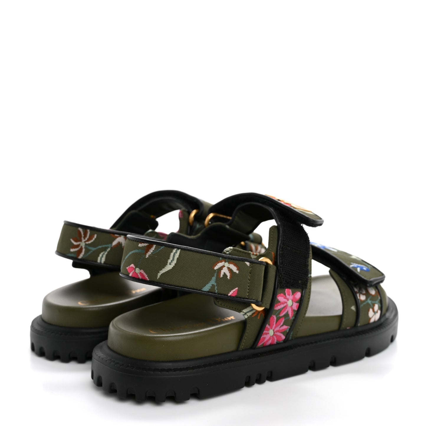 Technical Fabric Petites Fleurs Print Dioract Sandals 36 Kaki