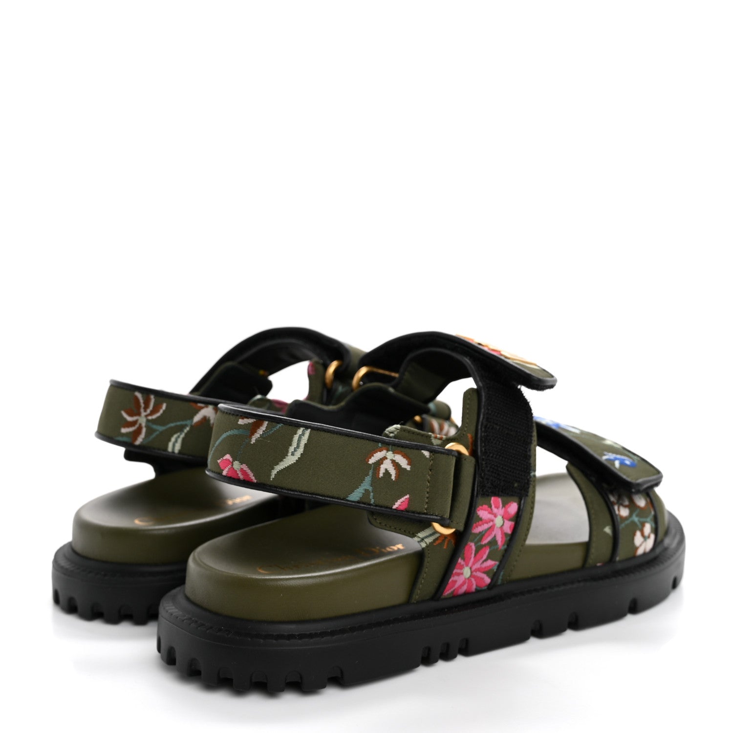 Christian Dior Technical Fabric Petites Fleurs Print Dioract Sandals 36 Kaki 5 of 11