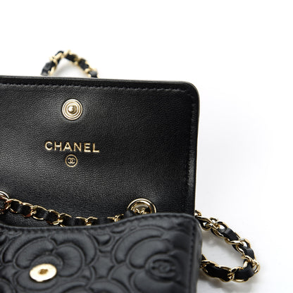 Chanel Caviar Camellia Embossed Chain Belt Bag Black 8 of 12