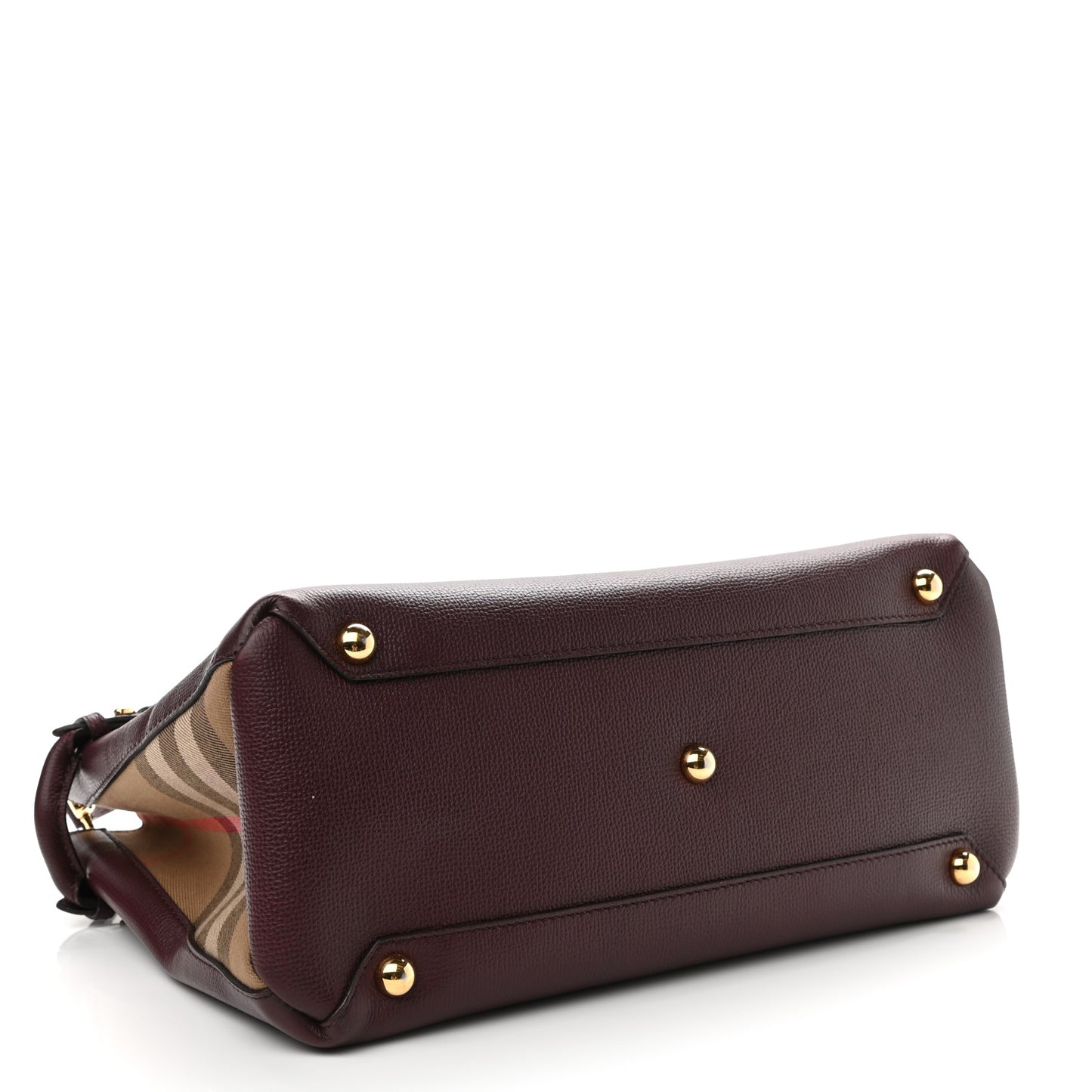 Derby Calfskin House Check Medium Banner Tote Mahogany Red