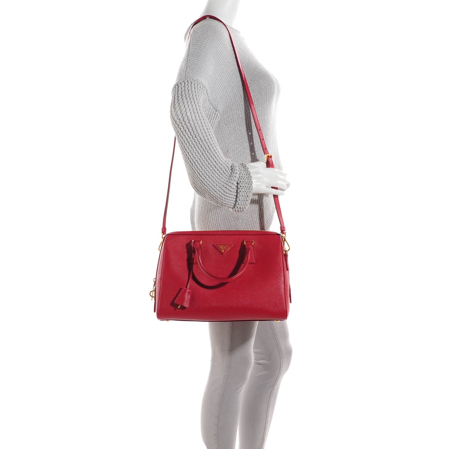 Prada Saffiano Lux Bowler Fuoco 2 of 10
