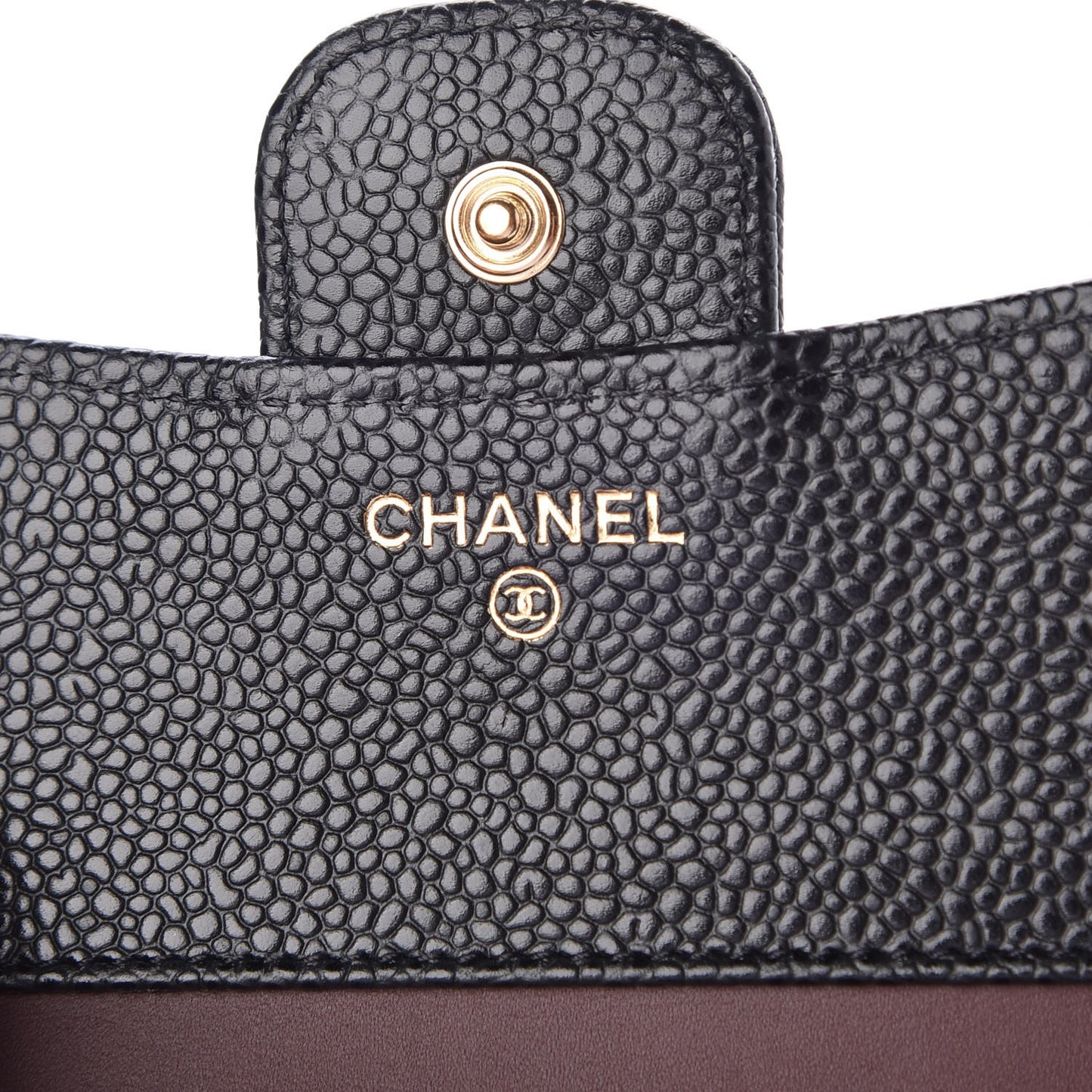 Caviar Quilted Compact Flap Wallet Black