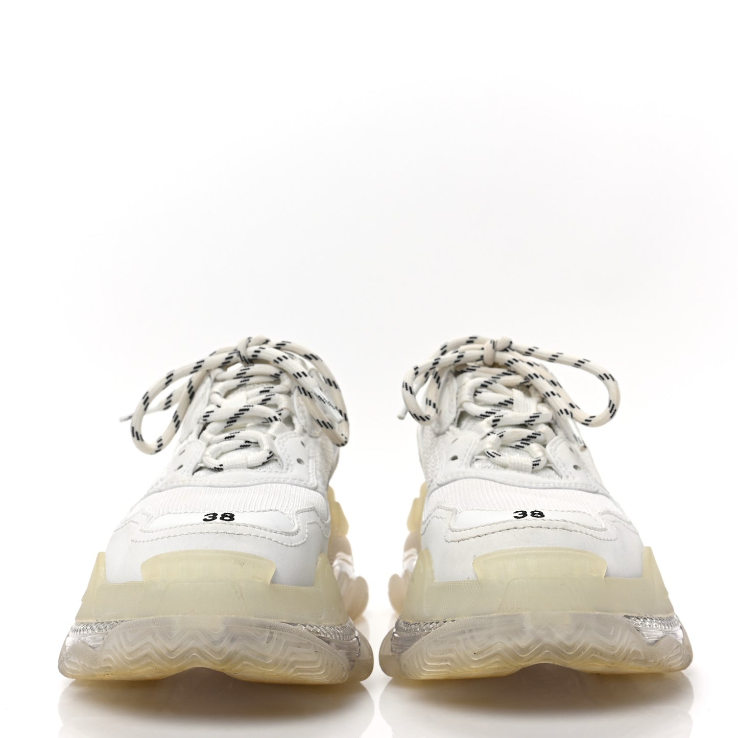 Fabric Mesh Clear Sole Womens Triple S Sneakers 38 White