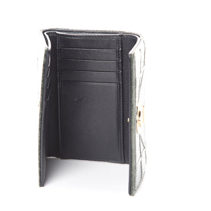 Christian Dior Metallic Ceramic Effect Deerskin Cannage Diorama Elancee Wallet Green 4 of 5