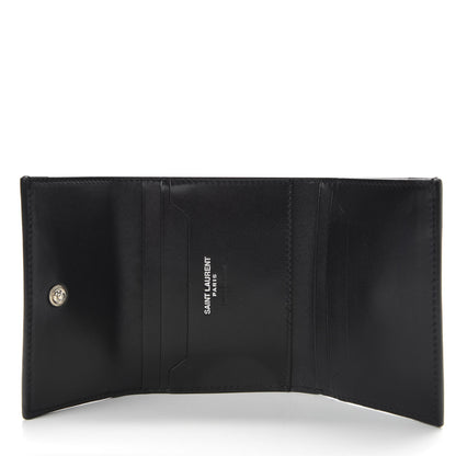 Saint Laurent Smooth Calfskin Monogram Tiny Tri Fold Wallet Black 5 of 7