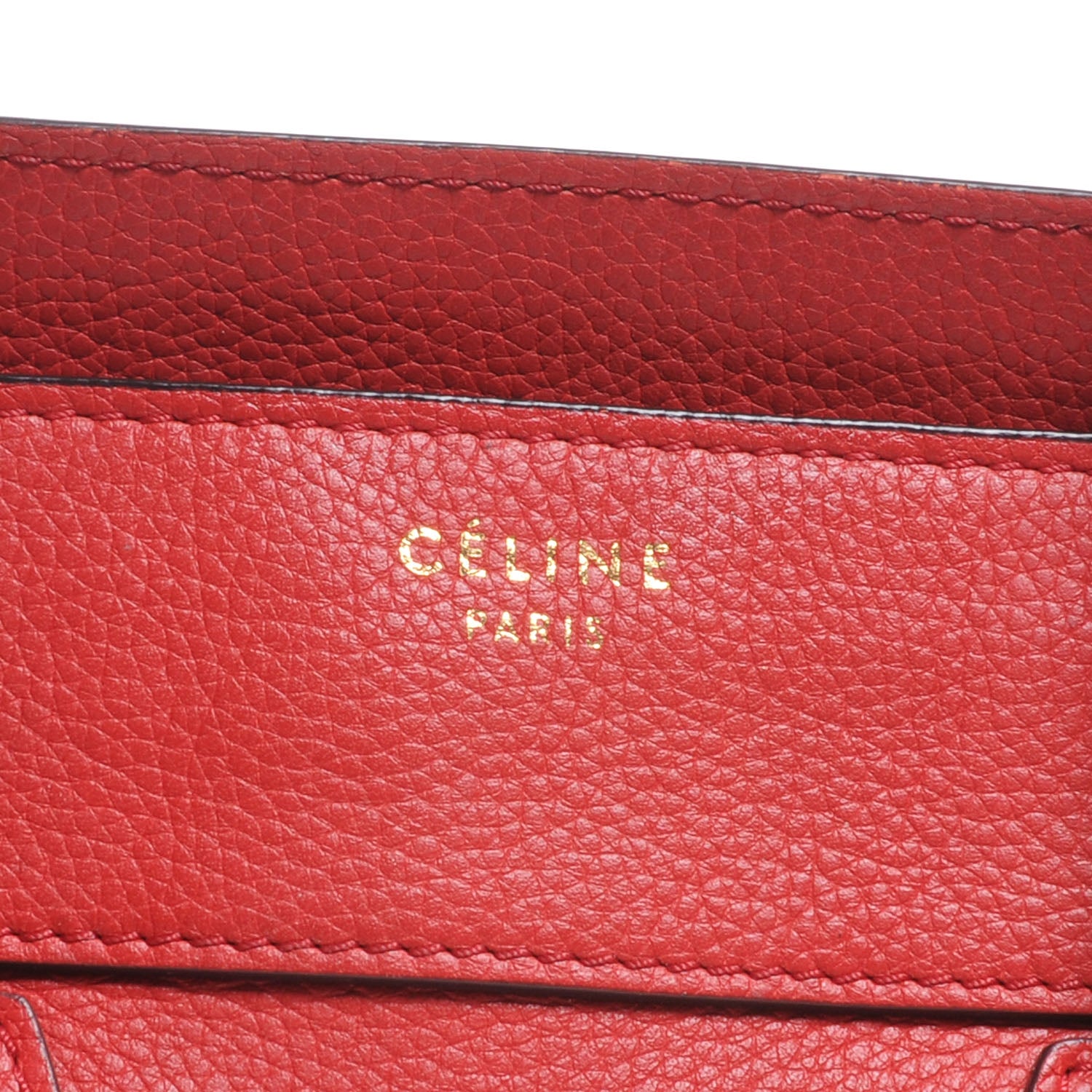 Celine Drummed Calfskin Mini Luggage Coquelicot 5 of 8