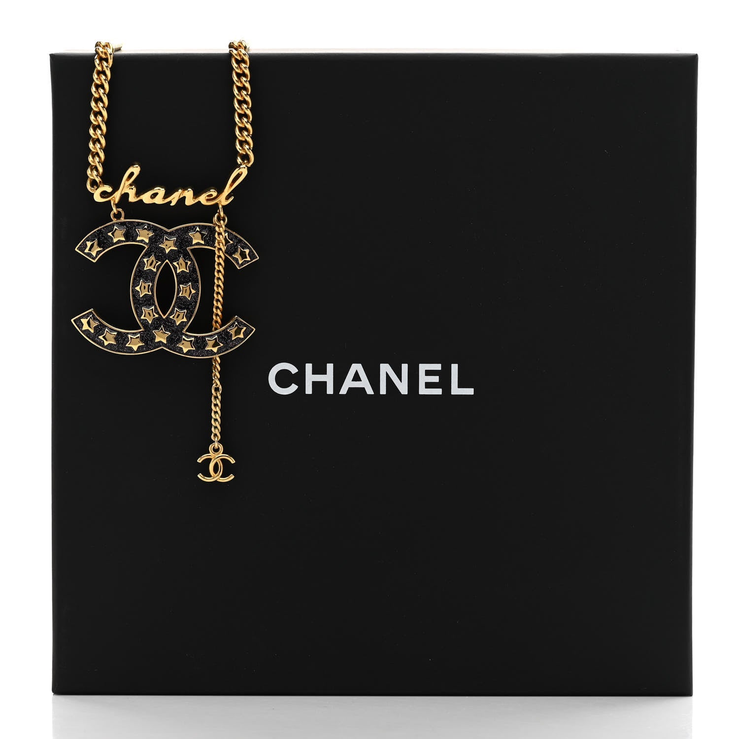 Chanel Metal CC Star Necklace Gold Pearly Black 6 of 6