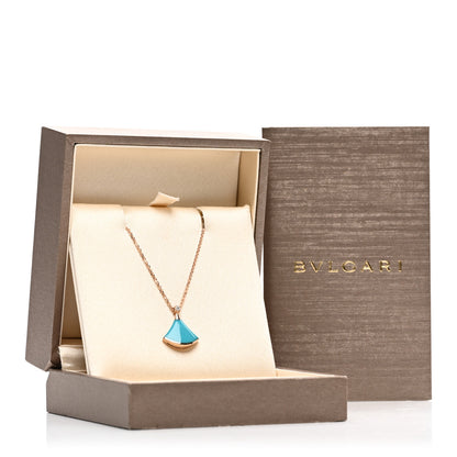 Bulgari 18K Rose Gold Diamond Turquoise Divas' Dream Pendant Necklace 5 of 5
