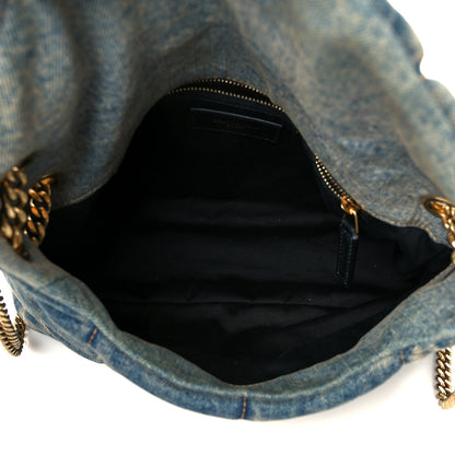 Saint Laurent Denim Quilted Small Loulou Puffer Monogram Chain Satchel Blue Cinnamon 5 of 10
