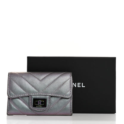 Chanel Iridescent Lambskin Chevron Quilted Reissue Card Holder Light Purple 11 of 11