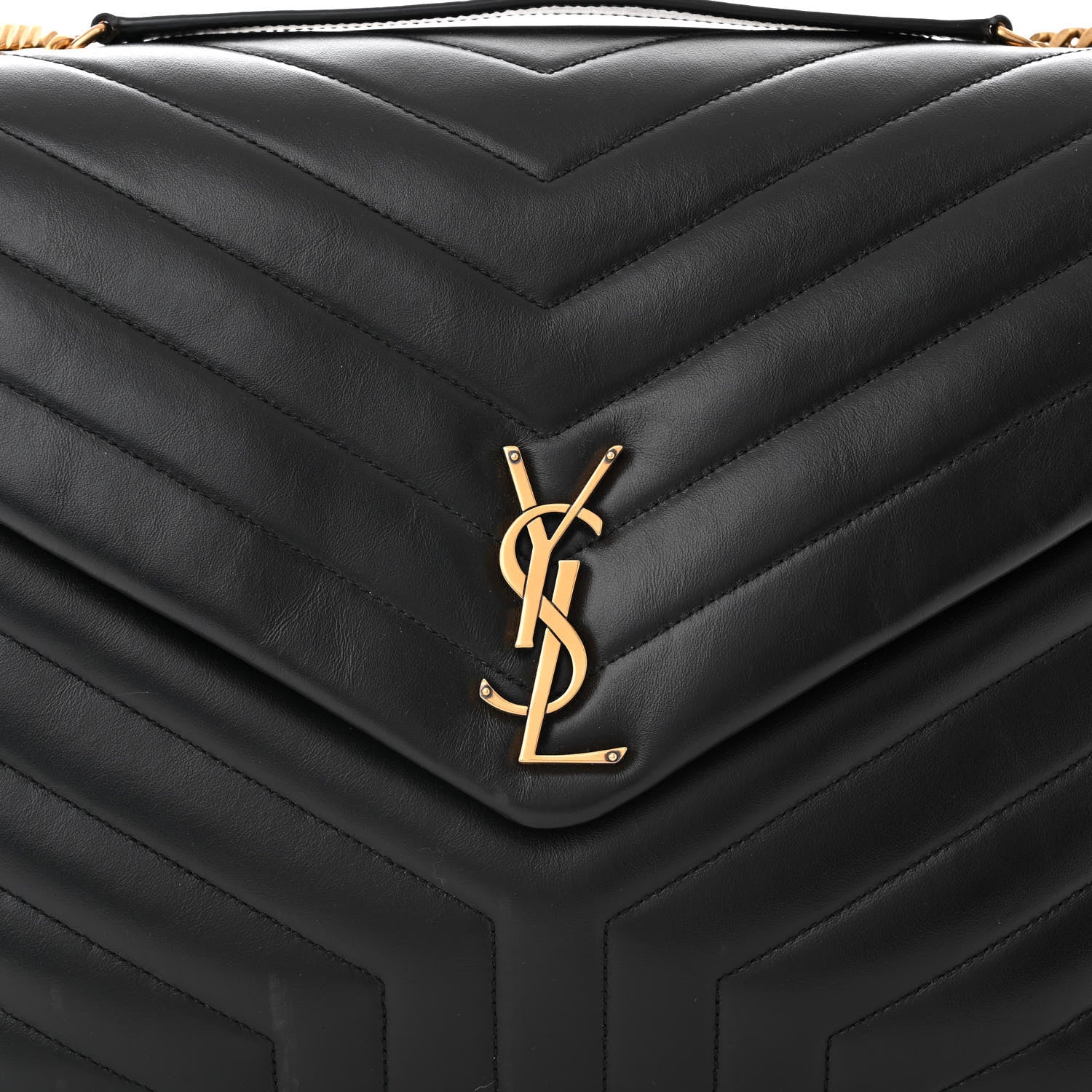 Saint Laurent Calfskin Y Quilted Monogram Large Loulou Chain Satchel Black 9 of 11