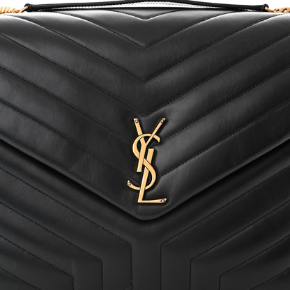 Saint Laurent Calfskin Y Quilted Monogram Large Loulou Chain Satchel Black 9 of 11