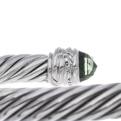 David Yurman Sterling Silver Diamond Prasiolite 7mm Cable Classics Crossover Bracelet 3 of 3