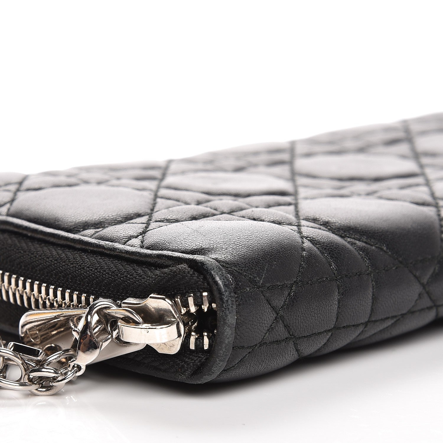 Christian Dior Lambskin Cannage Voyageur Wallet Black 8 of 11