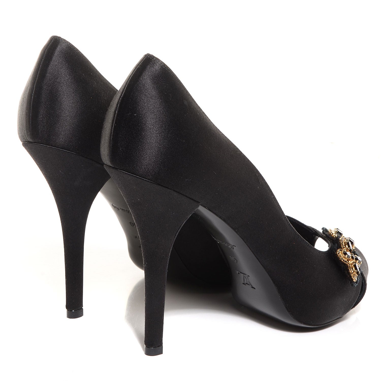 Louis Vuitton Satin Athen Peep Toe Pumps 40 Black 4 of 8