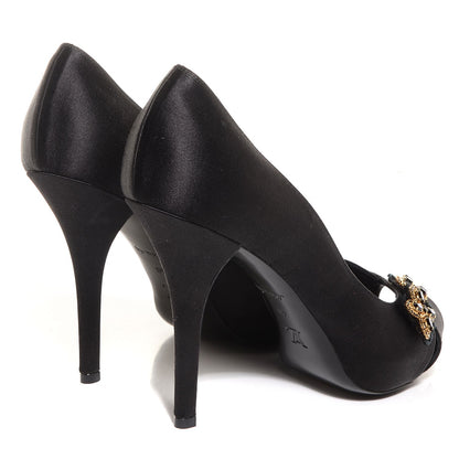 Louis Vuitton Satin Athen Peep Toe Pumps 40 Black 4 of 8