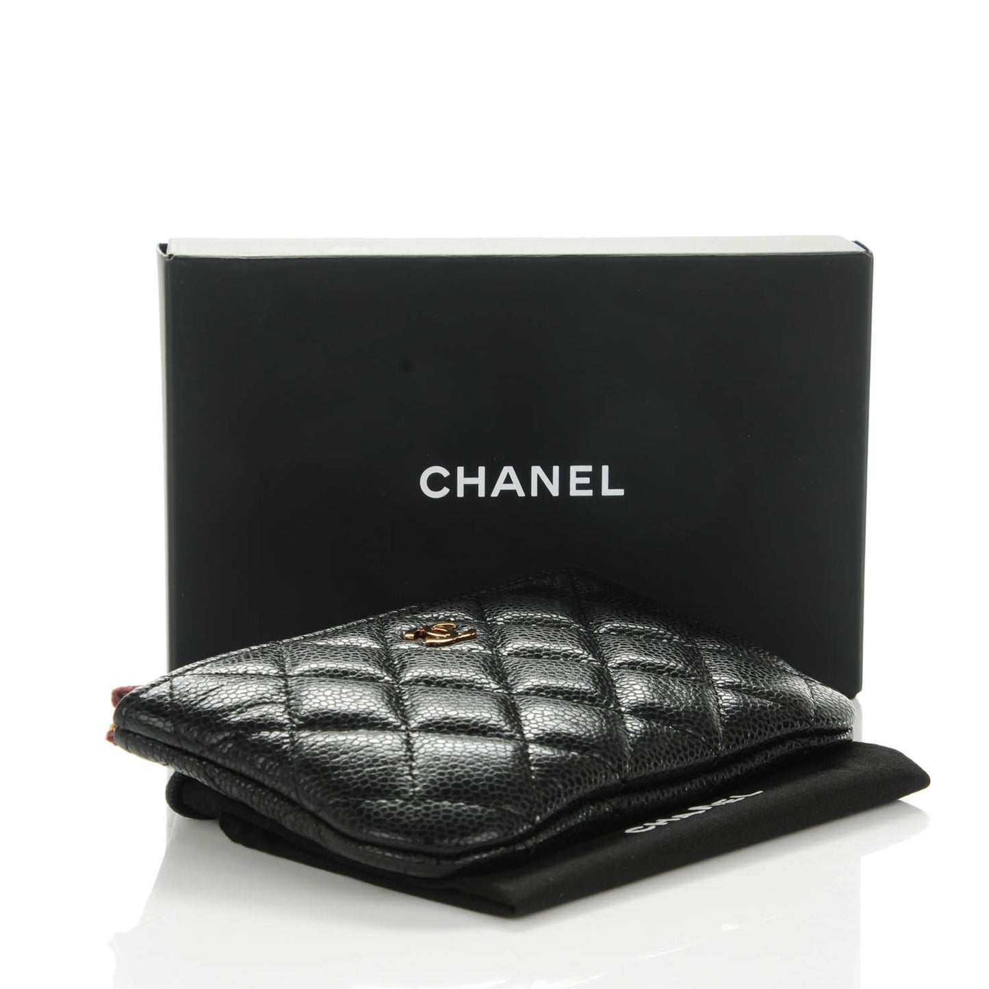 Caviar Quilted Coin Purse Case Black