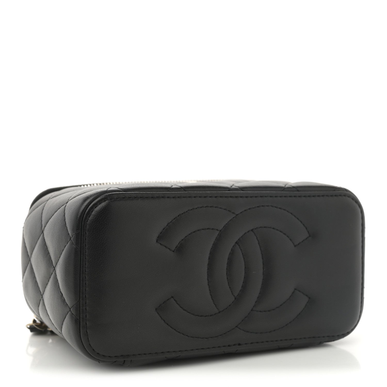 Chanel Lambskin Quilted Small Top Handle Vanity Case With Chain Black 4 of 10