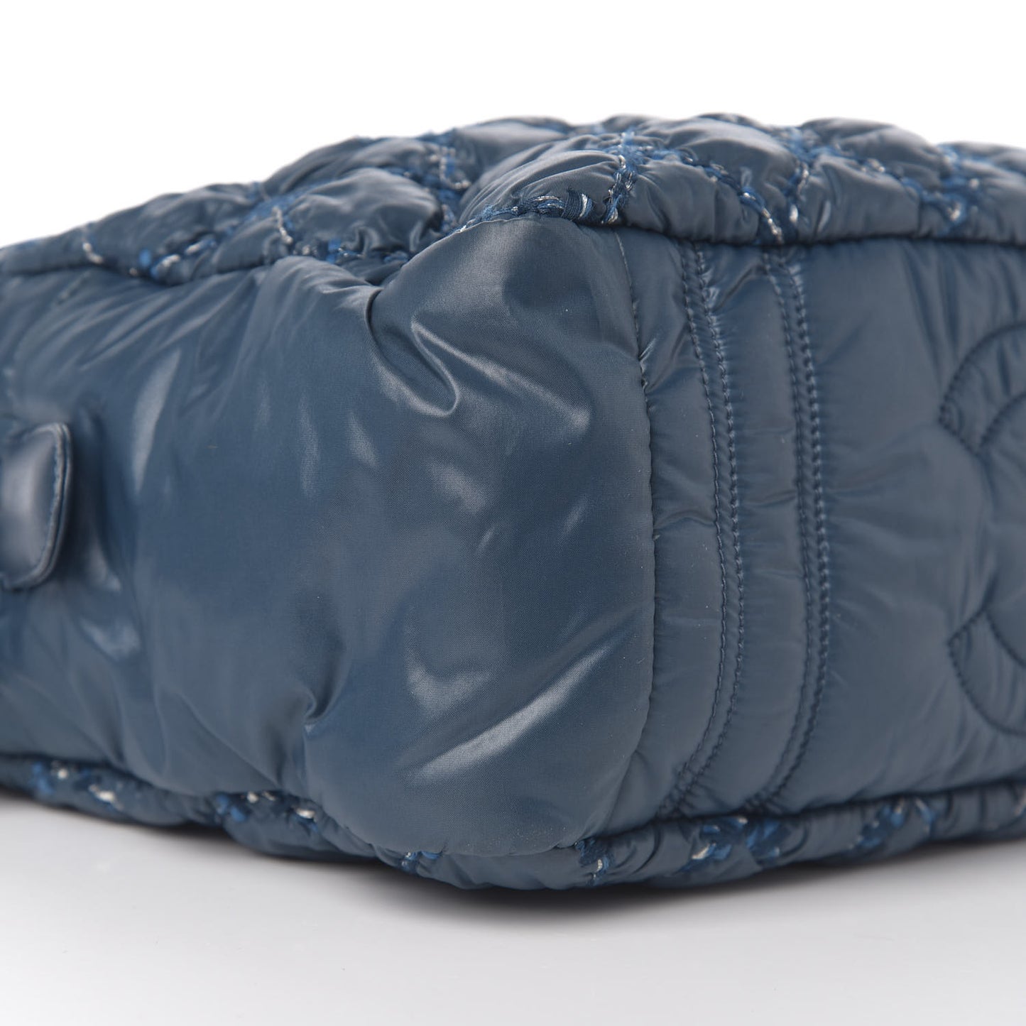 Nylon Quilted Tweed Stitch Bubble Camera Case Blue
