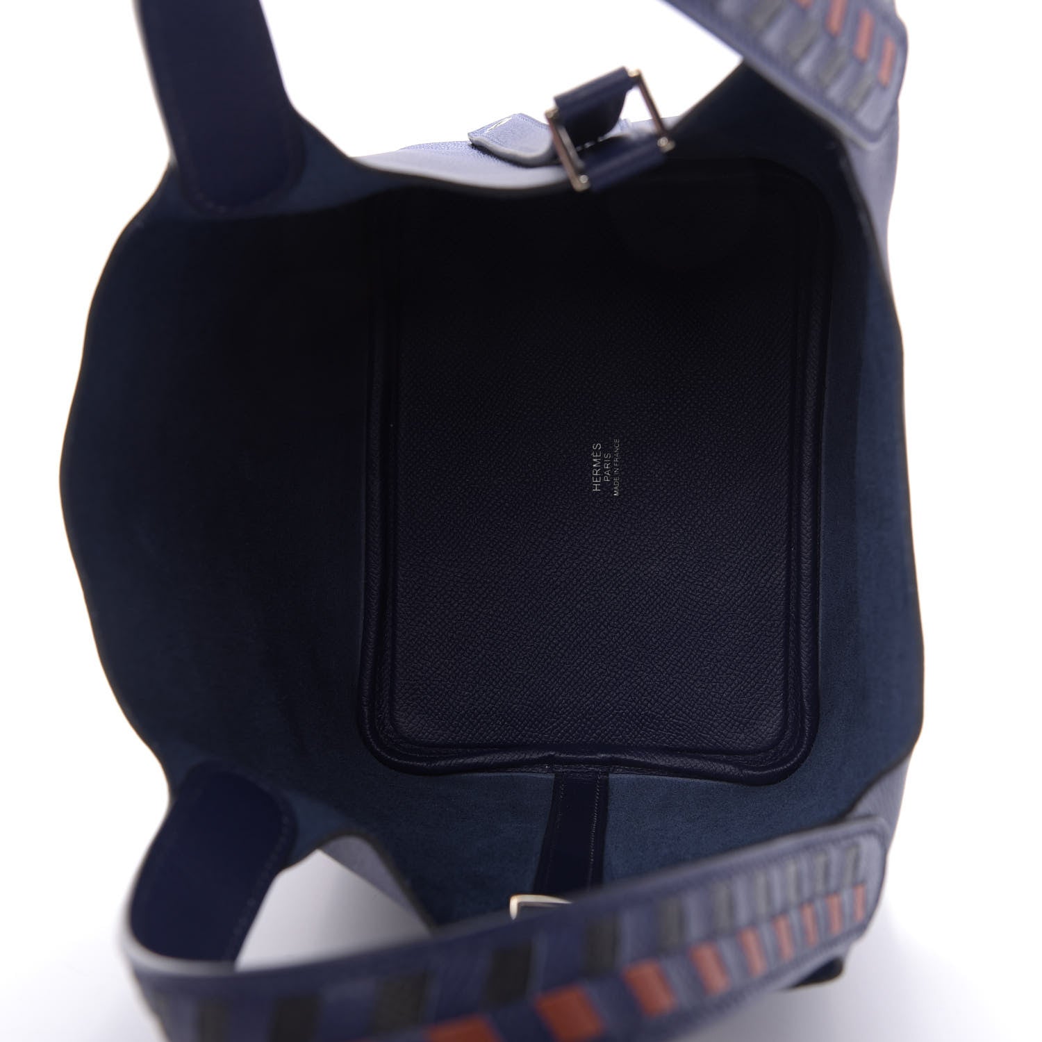 Hermes Epsom Tressage De Cuir Picotin Lock 18 PM Bleu Encre Brique Black 5 of 10
